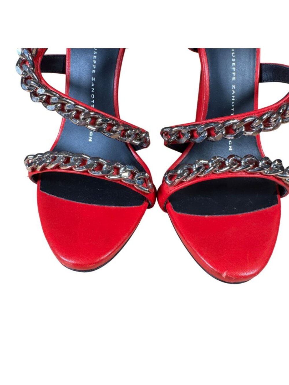 Giuseppe Zanotti Red Snake Chain Alien Stiletto High Heel Sandals Size 37 - Picture 6 of 10